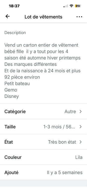 Gros lot de vêtement  bébé