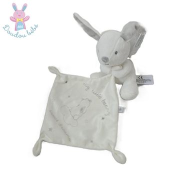 Doudou Lapin blanc gris mouchoir My little Bunny SIMBA