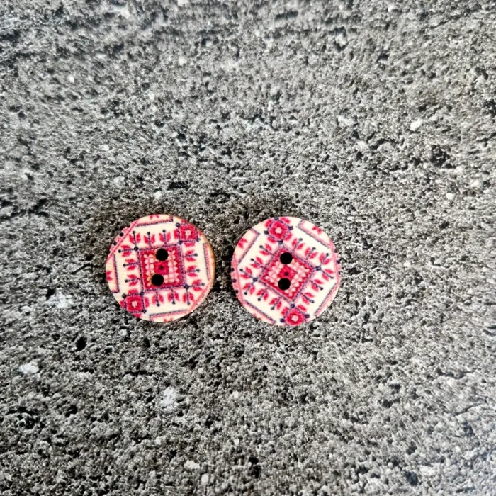 Lot de 2 boutons en bois vintage