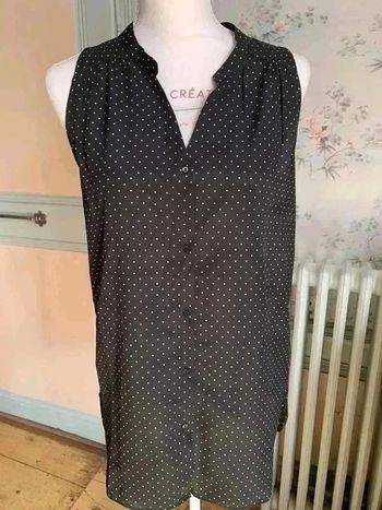Blouse sans manches noire à pois blancs H&M taille S en très bon état