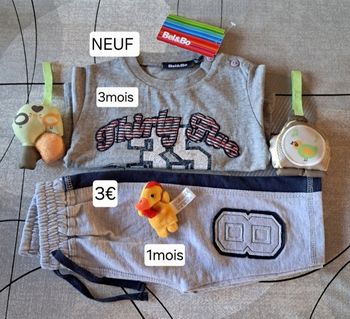 Ensemble Tee-shirt et pantalon jogging NEUFS  garçon  1 / 3 mois