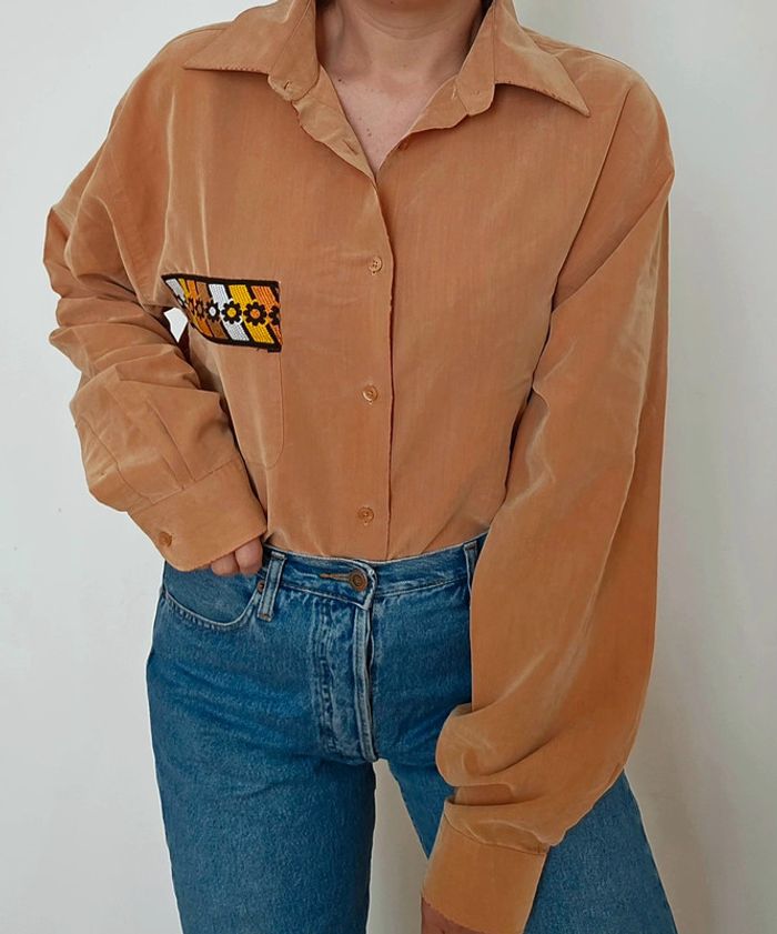 Chemise terracota upcyclée - photo numéro 3