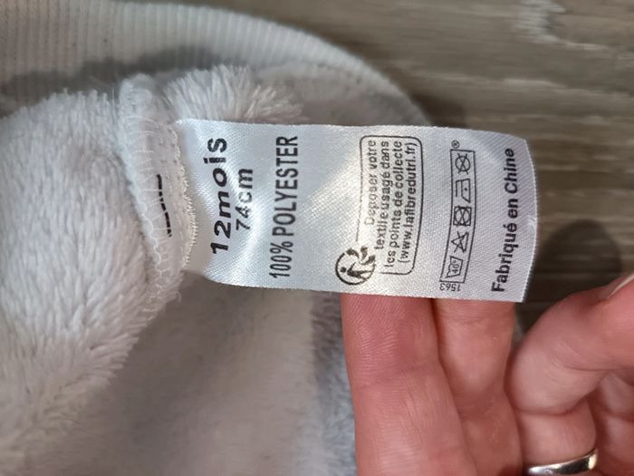 Pull chaud tout doux blanc motif lapin nœud et fille 12 mois - photo numéro 6