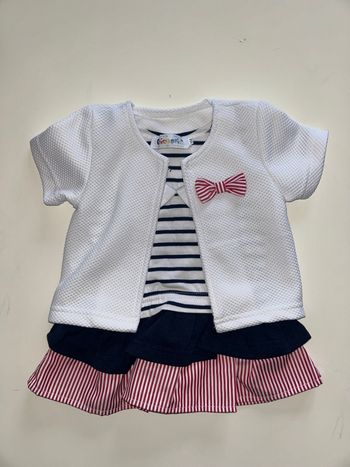 Robe marinière avec gilet manche courte 9 mois