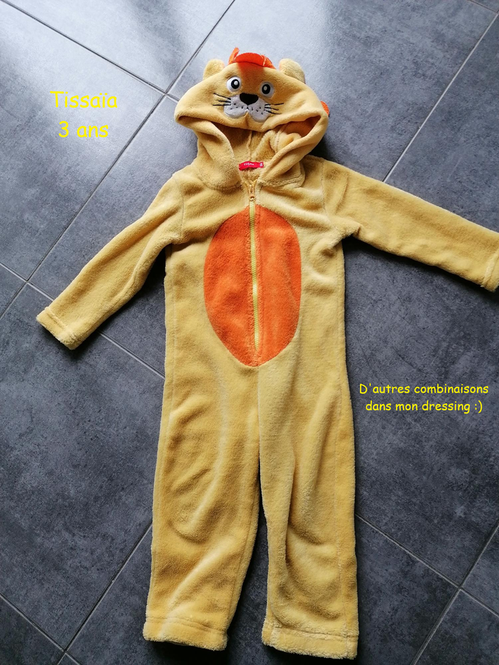 Pyjama tout doux combinaison 3 ans tissaia lion