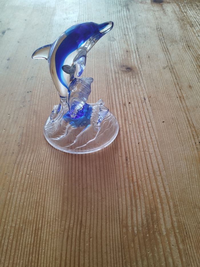 Sculpture en cristal - Cristal d'Arques - Dauphin sur une vague - photo numéro 2
