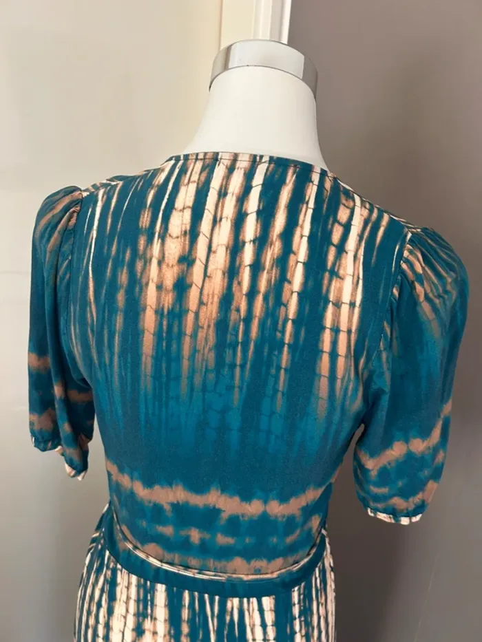 La fée Maraboutée, robe, longue imprimée, bleu et beige femme taille S/36 - photo numéro 6
