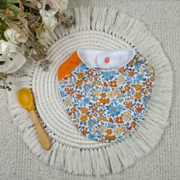 Bavoir bandana motif liberty orange 0-9 mois