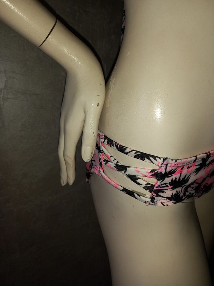 maillot de bain 2 pièces palmiers rose et noir taille 40 - photo numéro 2