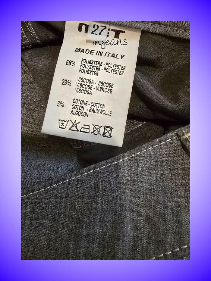 Jean Droit MET in Jeans – Gris Délavé – Taille 38 M – Made in Italy – Broderies Poches Arrière – Très Bon État - photo numéro 4