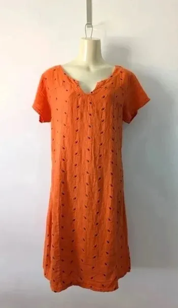 Robe d'été brodée en lin - Made in Italy - taille XXL