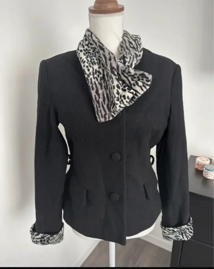 Sinéquanone veste noire avec col amovible vintage - photo numéro 2