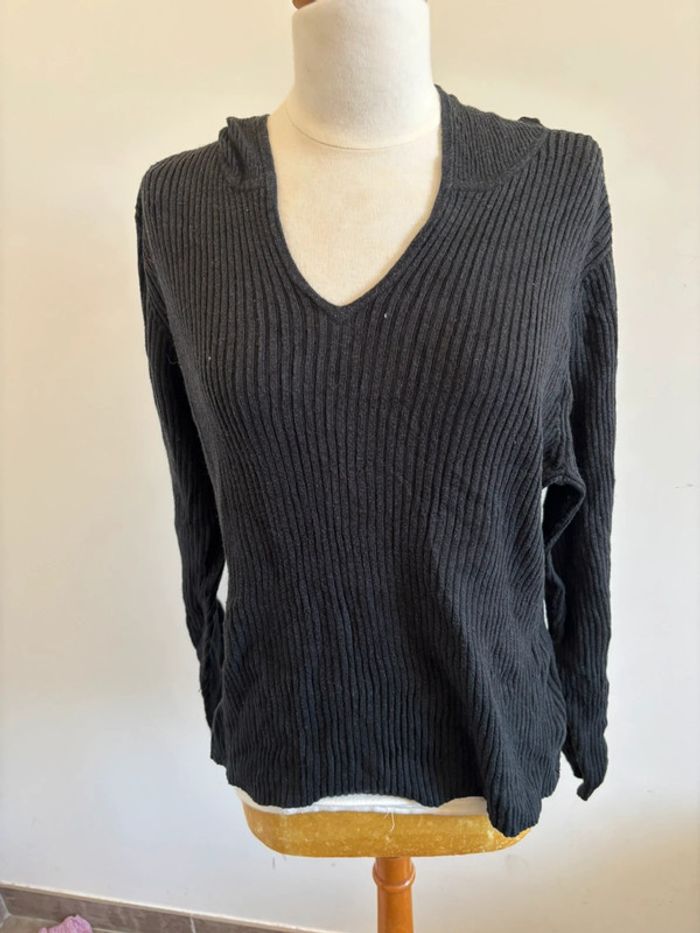 Pull noir à capuche Tommy Hilfiger