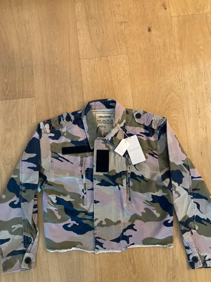 Zadig & Voltaire veste camouflage parme légère courte coton - photo numéro 3