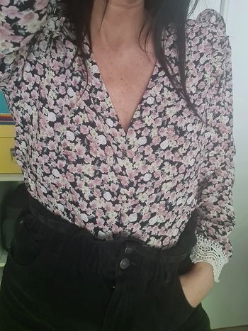 Chemisier vintage broderie fleurs