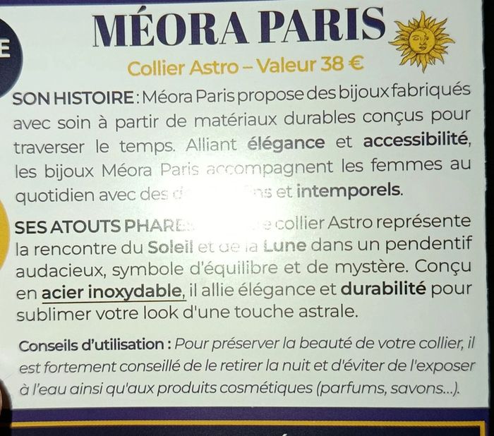Collier meora neuf - photo numéro 2