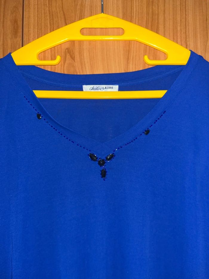 Blouse bleu marine manches longues Christine Laure T4 - photo numéro 3