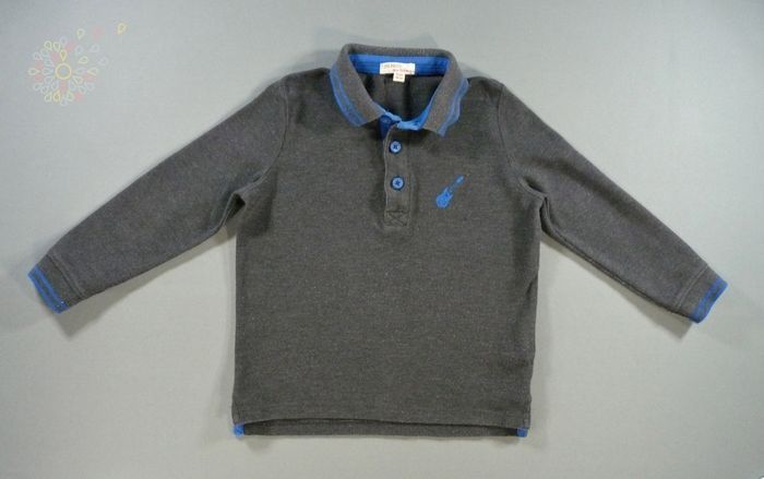 Tee-shirt polo manches longues gris bleu guitare Du Pareil Au Même 3 ans 98 cm garçon