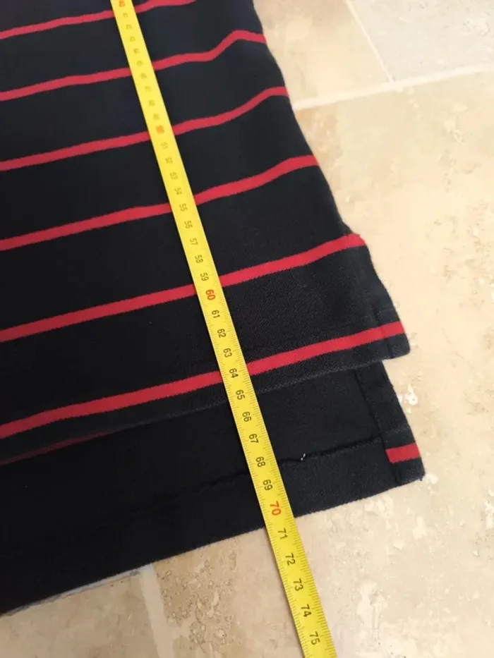 Polo Ralph Lauren homme XL noir rayures et logo rouge parfait état - photo numéro 6