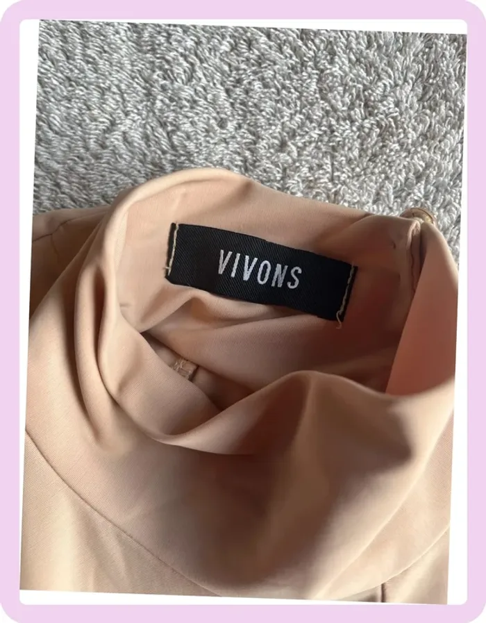 Body Vivons beige & noir – taille M – manches longues, chic graphique - photo numéro 5