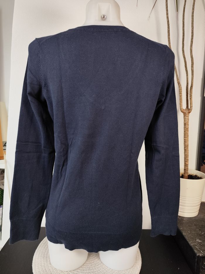 Pull col V marine à pois argenté - Tommy Hilfiger Taille S (US - Dimensions en photo) - photo numéro 4