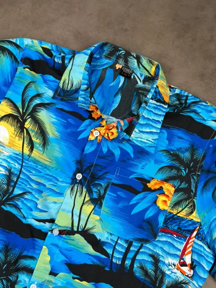 Chemise Vintage Y2k à motifs fleurs Style Hawaïen Taille XL - photo numéro 4