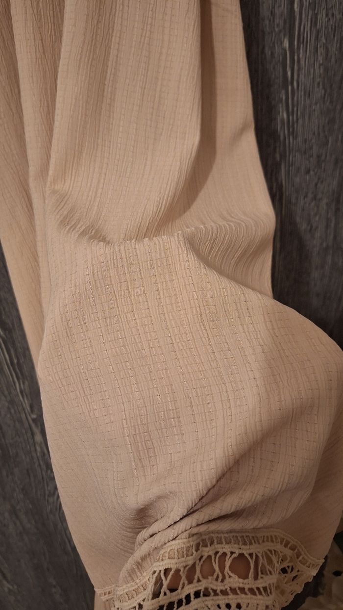Robe longue sans manches beige à dentelle - photo numéro 8