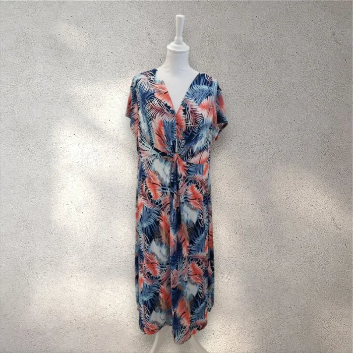 Robe longue fluide imprimée manches courtes 46/48