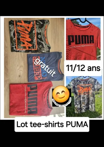 2 tee shirt puma garçon 11 12 ans + 1 gratuit