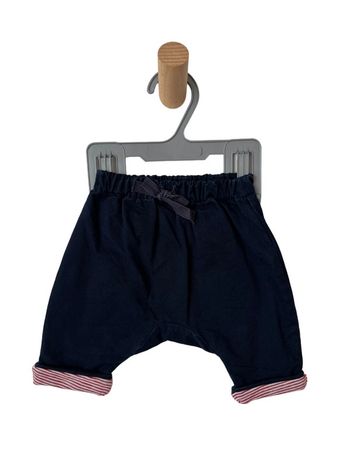 Pantalon bébé bleu marine, intérieur milleraies rouge - Petit Bateau 0 mois