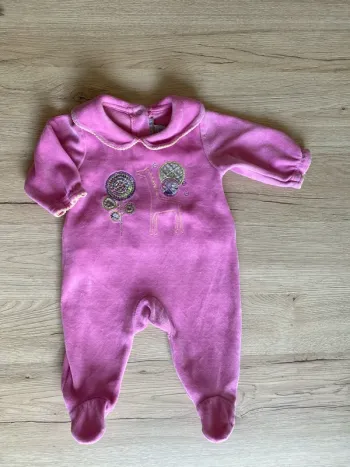 Pyjama rose hiver velours col bebe fille 1 mois orchestra