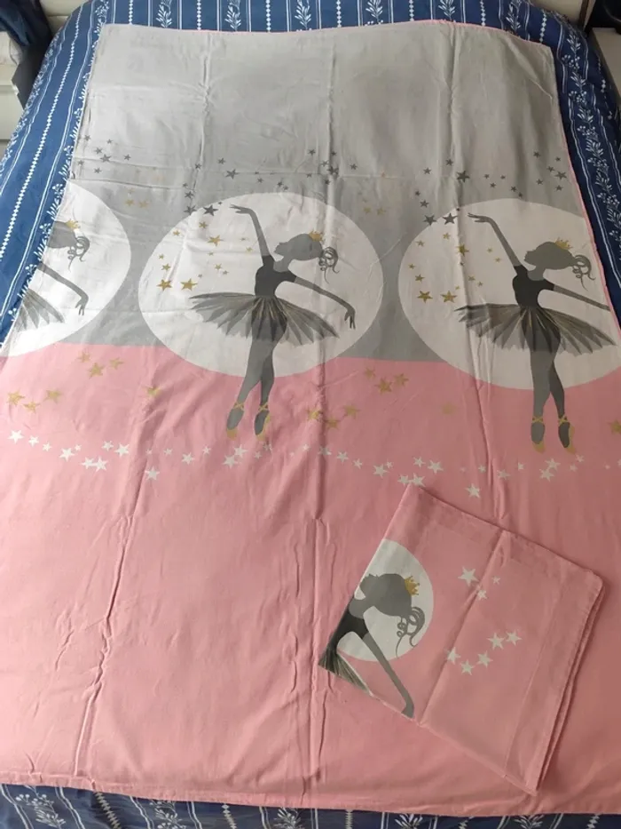 Parure lit 1 personne housse de couette + taie danseuse étoile