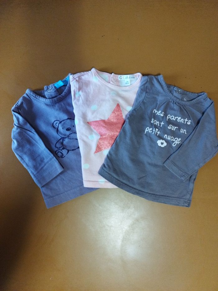 3 tee-shirt manches longues fille 3 mois