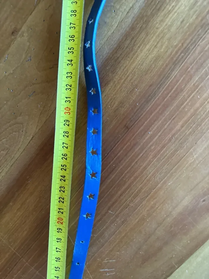 Ceinture bleu nuit, perçage, étoile, fine, fille enfants, 75 cm - photo numéro 3
