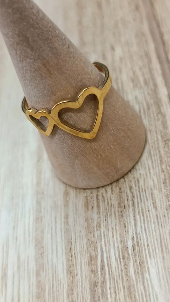 Bague acier inoxydable coeur doré - photo numéro 3