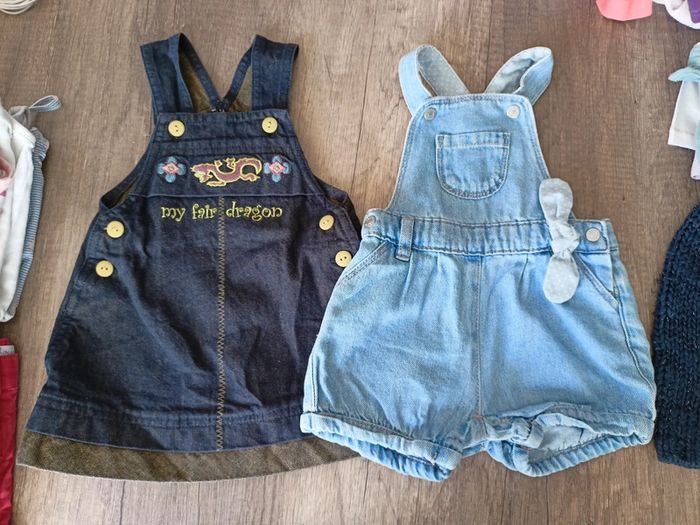 Robe + salopette en jean, fille en 6 mois