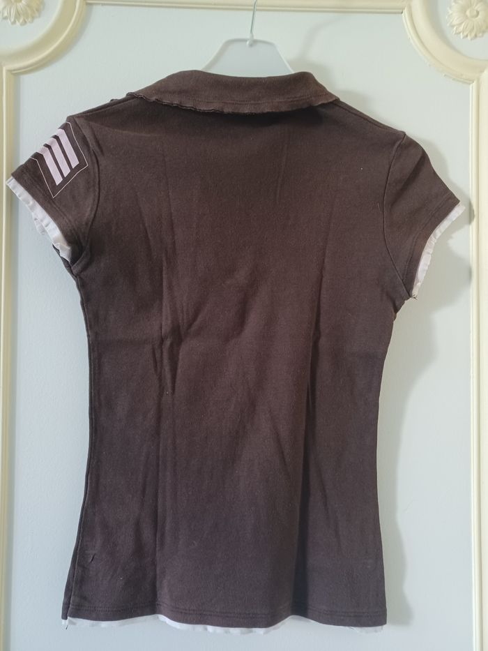 Tee-shirt polo chocolat/rose pâle bonobo taille S - photo numéro 2