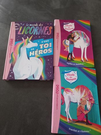 Lot livres bibliotheque rose l école des licornes 1 et 2 et c'est toi le heros