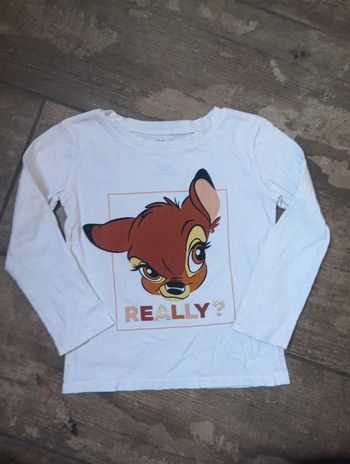 Tee shirt chemise manches longues Fille 5 ans Bambi Really ? Disney animals