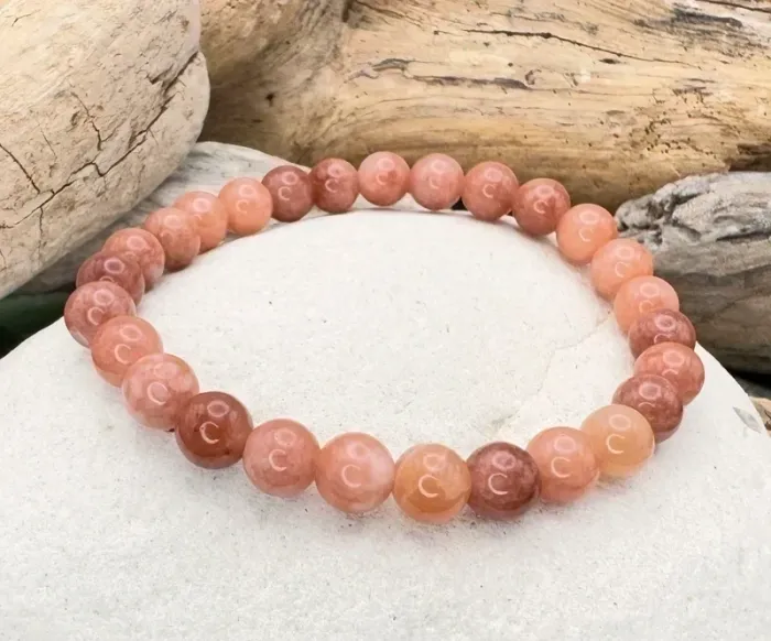 Bracelet en pierres naturelles – Pierre du Soleil + Fleur de vie - photo numéro 2
