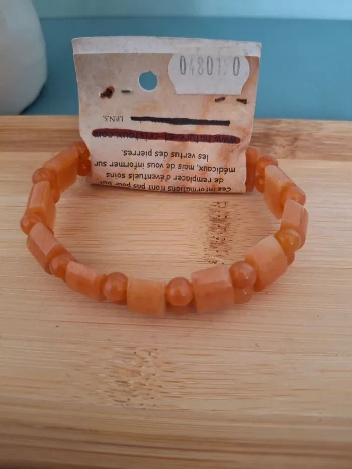 Bracelet Unique en Aventurine Orange – Perles & Demi-Cercles - photo numéro 2