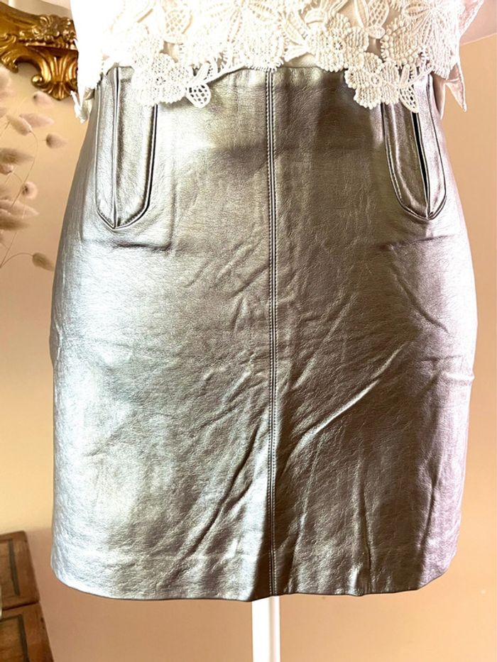 Jupe Zara gris métallisé XS - photo numéro 3