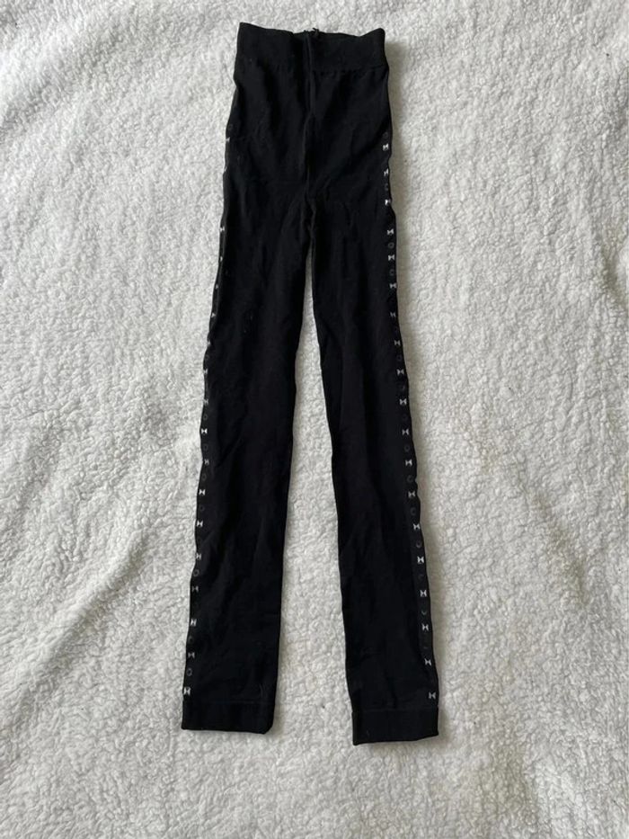 Legging collant noir épais à motifs sur les côtés