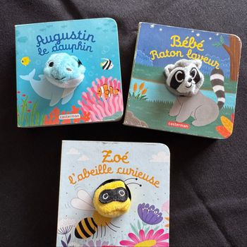 Lot de 3 petits livres marionnettes animaux