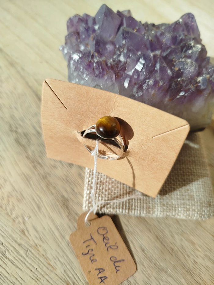 Bague sertie d'Oeil de tigre. - photo numéro 3