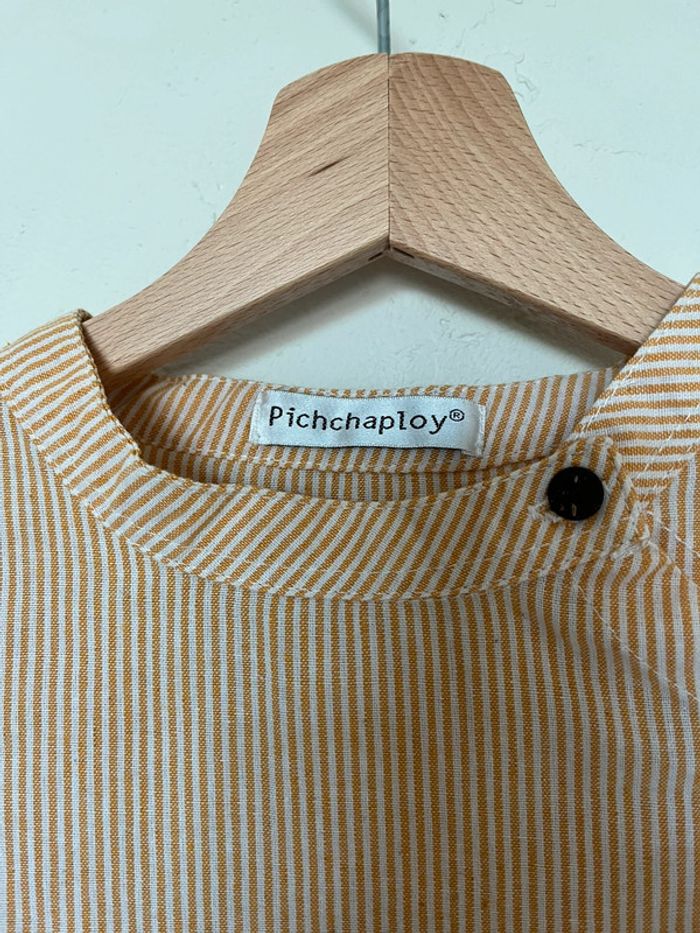 Blouse rayée effet lin – Taille 36 col officier manches longues - photo numéro 3