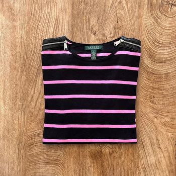Sweat/pull manches 3/4 noir et rose Lauren Ralph Lauren pour femme, taille L