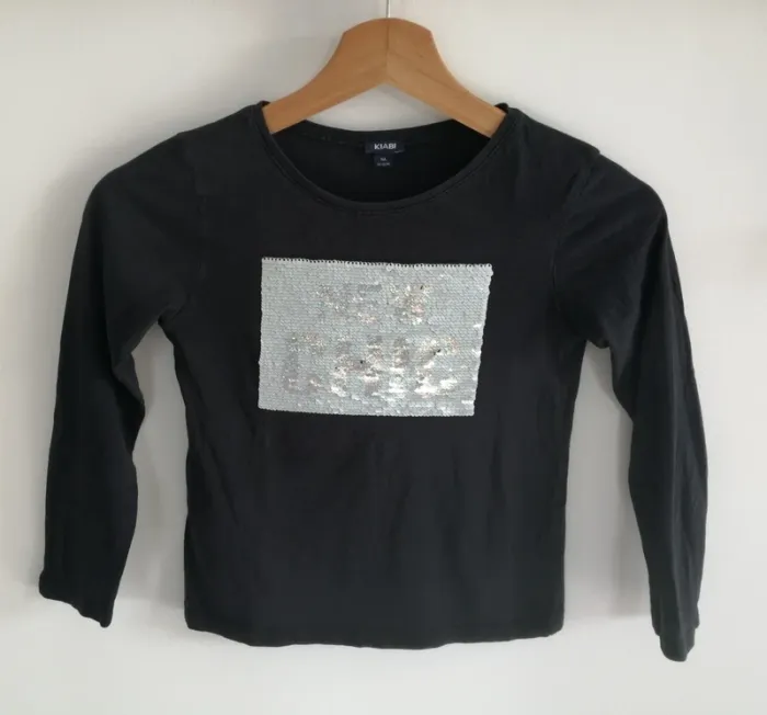 Tshirt manche longue à sequin kiabi noir et or