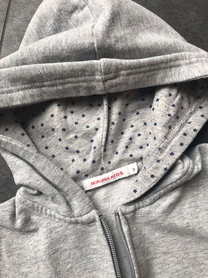 Gilet à capuche gris 3 ans - photo numéro 2