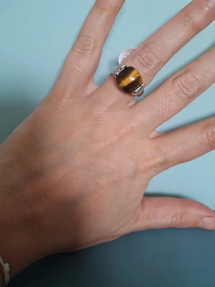 Bague Œil de tigre - Taille 16 - photo numéro 5